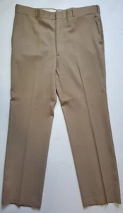 Pantalones Halrin para hombre talla 35x32 pantalones de vestir de lana pura bolsillos beige vintage - Imagen 1 de 10