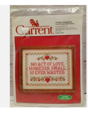 Vtg Rare Current LOVING THOUGHTS Cross Stitch Sampler 1983 Kit #7162-9 - Image 1 of 3