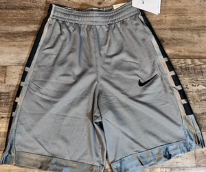 NWT Nike Boys Youth YLG Gray/Shiny Gray/Black Elite Basketball Shorts Large - Picture 1 of 2
