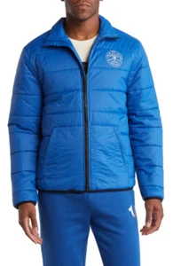$199 - True Religion Logo Puffer Jacket in Lake Blue Men's Size M - Picture 1 of 3