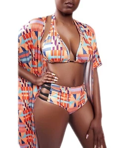 African print 3 Piece Bikini Set-XL - Picture 1 of 6