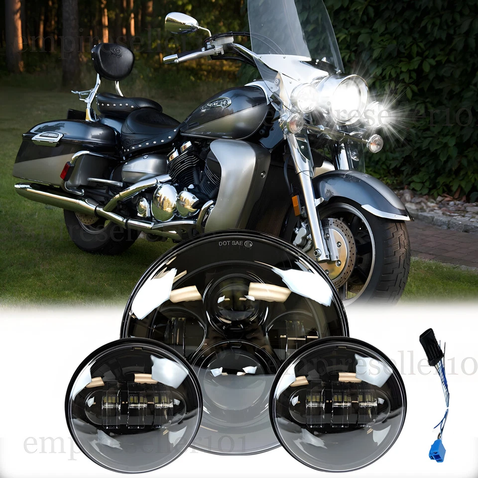 Faro LED de 7 pulgadas + luces de paso de 4,5" para Yamaha Royal Star Venture XVZ1300 Foto 1 de 4