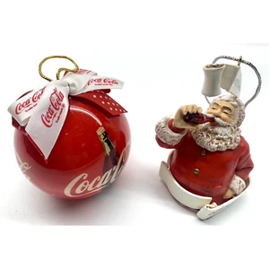 2-Vintage 1990 & 1993 Coca Cola Bottle Graphic Christmas Tree Ornament - Picture 1 of 9