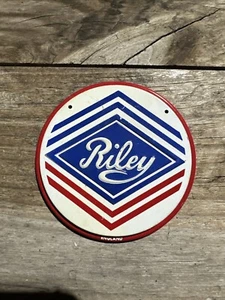 ORIGINAL 1950s WHEATIES CEREAL METAL AUTOMOBILE CAR EMBLEM BADGE - RILEY - Picture 1 of 2