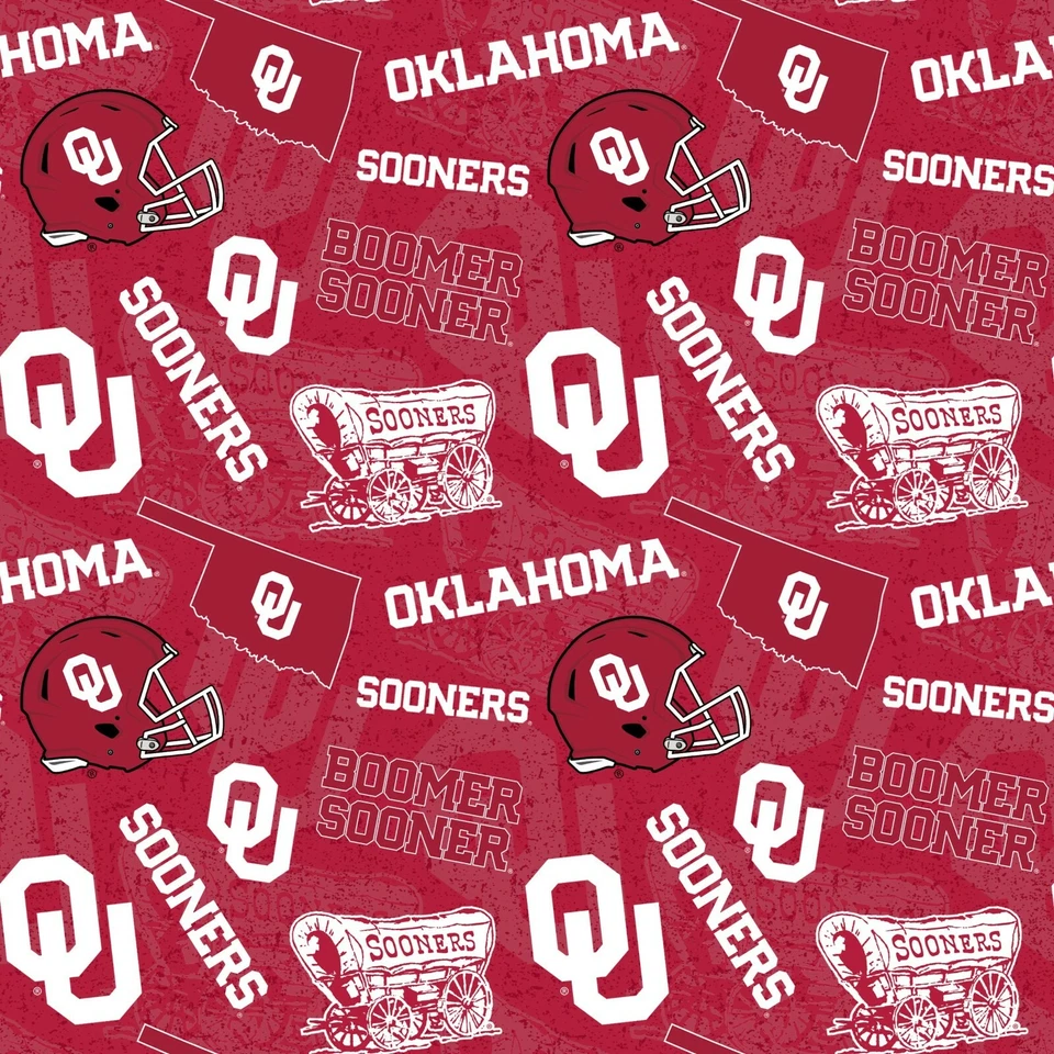 Oklahoma University Sooners OU Cotton Fabric Tone on Tone Print-By the Yard - Image 1 of 1