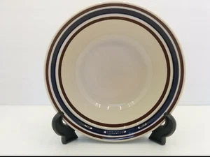 REGENCY BAND COLLECTION STONEWARE SOUP/CEREAL BOWL, BLUE & BROWN RIM, JAPAN   - Picture 1 of 5