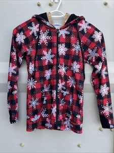 Michelle Mae karierter Hoodie Schneeflocke Reißverschluss Daumenloch  - Bild 1 von 6
