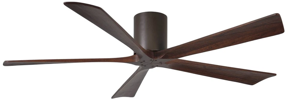 60" Matthews Irene-5H Bronze and Walnut Hugger Ceiling Fan with Remote 95F35 - Image 1 of 1