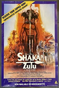 Vintage 1987 Robert Powell, “Shaka Zulu” VHS Release Movie Store Film Poster - Picture 1 of 3