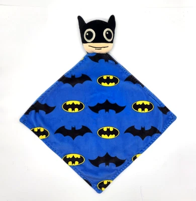 Batman Blue & Black Baby Comforter Security Blanket Blankie Soft Plush Toy Lovey - Image 1 of 4
