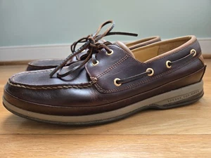 Sperry Gold Cup Boat Shoe Amaretto Leather Size 12W Lambskin Liner - Picture 1 of 11
