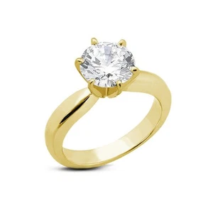0.72ct F SI1 Round Natural Diamond Yellow Gold Classic Solitaire Engagement Ring - Picture 1 of 4