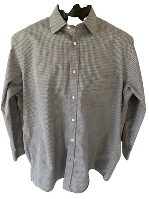 Jos. A. Bank 1905 Tailored Fit 衬衫男式 16 1/2 32 紫色棕色白色格子 — 第 1/4 张图片