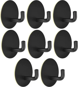 smatime Ganchos autoadhesivos,8 Piezas Gancho de Pared Ganchos Toallas, Negro - Imagen 1 de 7