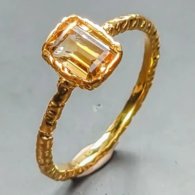 Anillo Hecho a Mano Anillo Citrino Natural Plata de Ley 925 Talla 7/R446555 Foto 1 de 4