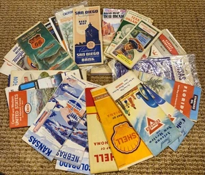 1936 - 70's Vintage TRAVEL BROCHURE and ROAD MAP LOT/28 Assorted States Gas Co. - Picture 1 of 17