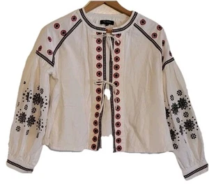 RD & Koko Boho Hippie Jacket Embroidered Cutout Puff Sleeve Small Anthropologie - Picture 1 of 12