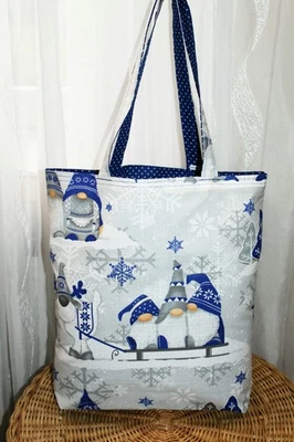  Weihnachten Einkaufstasche Stofftasche Beutel Shopper  selbst genäht - Bild 1 von 4