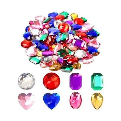 1" Jewels for Crafting Assorted Colorful Flat Back Heart Shaped Jewel Gems Ac... - Image 1 of 4