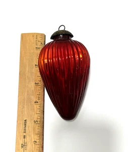 Weihnachtsschmuck rot gerippt Glas Kugel Stil - Bild 1 von 9