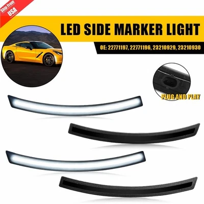 Juego de luces LED laterales blancas delanteras traseras para Chevrolet Corvette C7 2014-2019 Foto 1 de 4