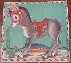 Vintage Wüstenmotiv PIN THE TAIL ON THE DONKEY Wandposter PARTYSPIEL 19" x 21,5" - Bild 1 von 8