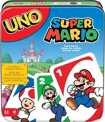 UNO Super Mario Card Game Animated Character Themed Collector Deck 112 Cards wit - Image 1 of 4