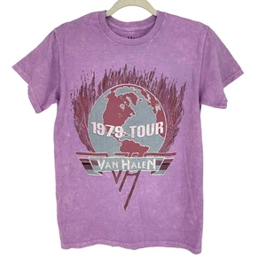 Camiseta con licencia oficial Van Halen 1979 Tour rosa lavado ácido pequeña nueva sin etiquetas - Imagen 1 de 5