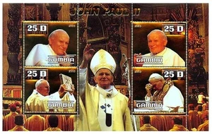 Pope John Paul II Gold Foil Sheet of 4 - 100-10 - Picture 1 of 1