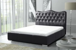 Polsterbett Bett Komplettset SULTAN Kunstleder Schwarz 160x200cm - Bild 1 von 5