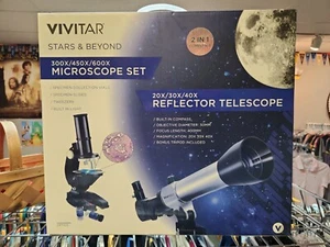 Vivitar 20/30/40x Reflector Telescope & 300/450/600x Microscope Set, Combo Kit - Picture 1 of 24