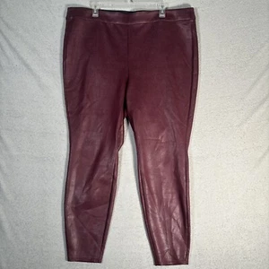 Lane Bryant Women’s Plus Size 22/24 Legging Maroon High Rise Faux Leather Pullon - Picture 1 of 11