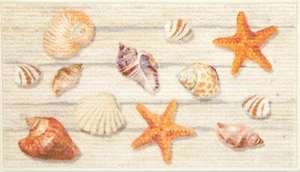 TEXTURED KITCHEN FLOOR MAT/RUG (17" x 30") SEALIFE, SEASHELLS & STARFISH, APM - Picture 1 of 12