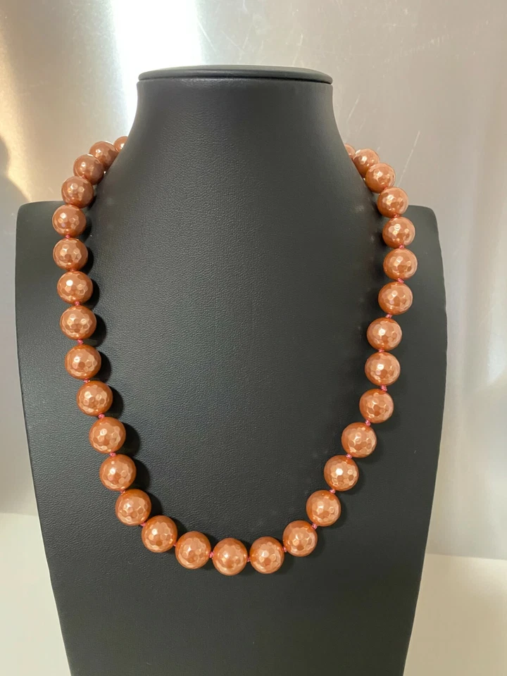 Muschelkernperlen Collier Kette Länge 50 cm ! Perlen ROSE FACETTIERT ca  12 mm  - Bild 1 von 1