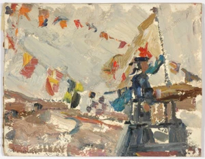 "Signaller" by Elena Yanchak (1918-2006), Oil Painting, 1966 (m) - Picture 1 of 1