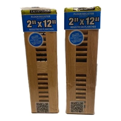 Lot of 2 Decor Grates 2" x 12" WL212-N Wood Louver Floor Register, Natural Oak - Image 1 of 4