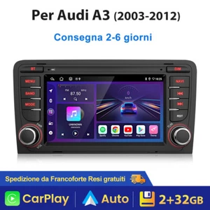 Android13 7" Autoradio Per Audi A3 S3 RS3 8P GPS Navi WIFI BT DAB+ 2+32G Carplay - Foto 1 di 13