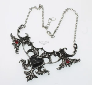 Alchemy Gothic Mon Amour de Soubise P907 Necklace Goth Red Black Heart Gift USED - Picture 1 of 4