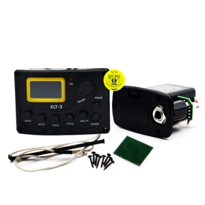 Acoustic Guitar Pickups 4-Bands EQ Equalizer Tuner Mic Blend Preamp Piezo Pickup - Image 1 of 4