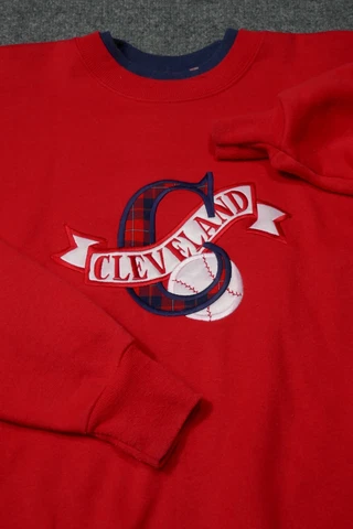VTG Cleveland Guardians Pullover Mens Large Red Baseball Casual MLB Sweatshirt Cover