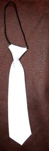 Unisex Teenager Kid 11" Lx2.5" W Solid White Neck Elastic Neck Tie-Brand New! - Picture 1 of 2