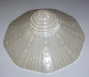 Glass 3 Hole Ceiling Light 11" Hanging Lamp Shade VTG Ribbed Satin Iridescent - Picture 1 of 8