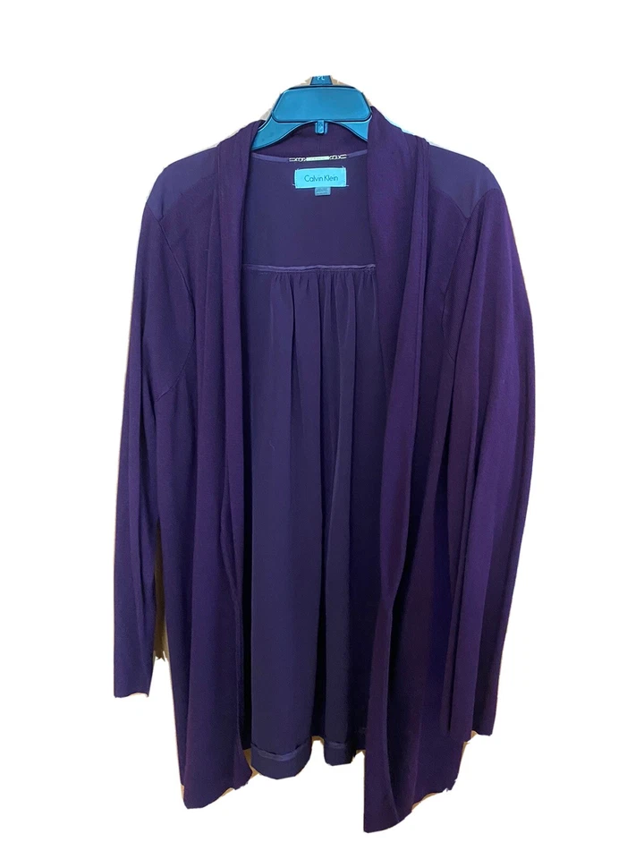 Cárdigan Mujer Calvin Klein Morado Frente Abierto Talla 3X Foto 1 de 4