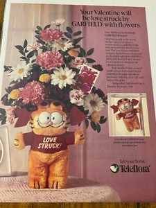 Vintage 1988 Teleflora Florist Garfield The Cat ad - Picture 1 of 1