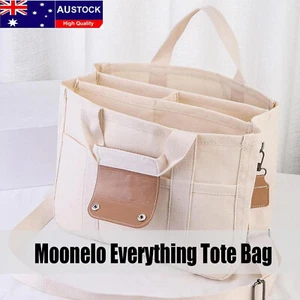 Moonelo Everything Tote Bag, Multi Pocket Canvas Tote Bag with Compartments NEW - Picture 1 of 14