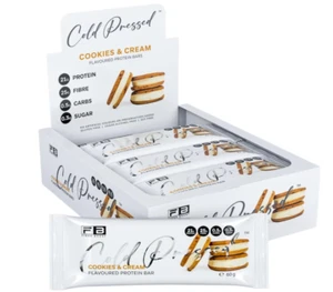 Fibre Boost Cold Pressed Cookies and Cream Flavoured Protein Bar pack of 12 - Picture 1 of 1