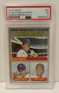 1970 Topps #62 AL Batting Leaders Carew, Smith, Oliva PSA 5 EX Baseballkarte - Bild 1 von 2