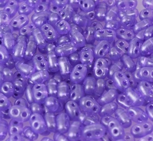 Twin 2 Hole Czech Glass Seed Beads " TERRA PEARL TRANS LILAC " 50 Grams - Picture 1 of 6