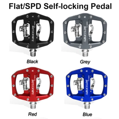 Clipless Pedals Dual Function Bearings 9/16“ Adjustable With Straps Belts Cleats - Image 1 of 4