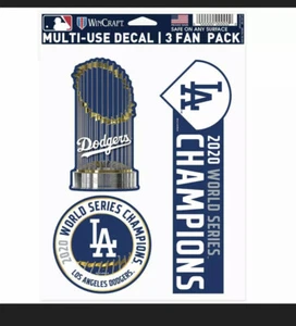 LOS ANGELES DODGERS 2020 WORLD SERIES CHAMPIONS 3-MULTI USE DECALS FAN PACK MLB - Picture 1 of 1